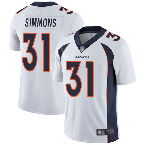 Men Denver Broncos 31 Justin Simmons White Vapor Untouchable Limited Player Football NFL Jersey